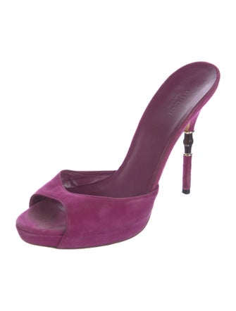 Gucci Bamboo Accent Suede Slides