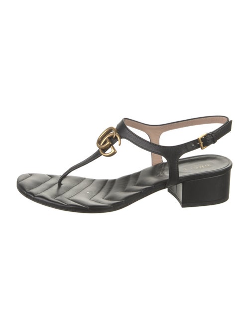 Gucci Double G Logo Leather T-Strap Sandals