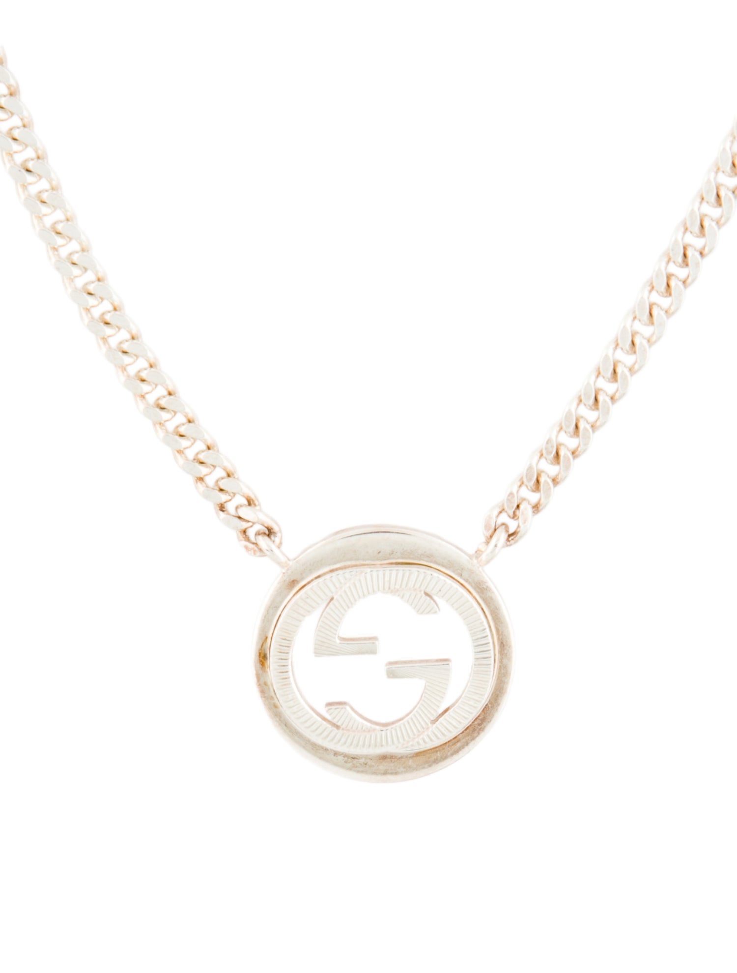 Gucci Groove Interlocking GG Pendant Necklace