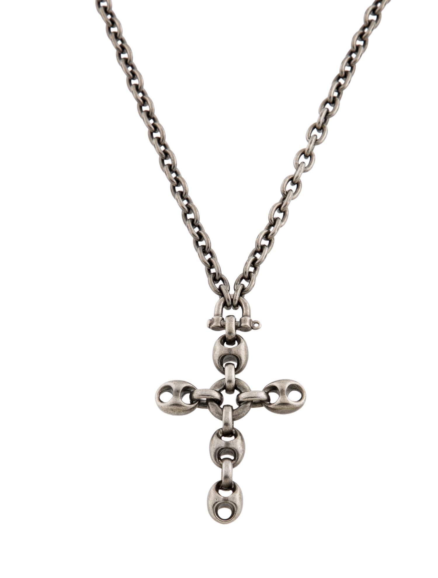 Gucci Antique Marina Cross Pendant Necklace