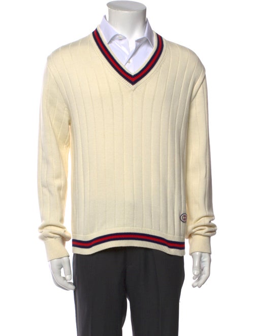 Gucci Sylvie Web Accent V-Neck Pullover