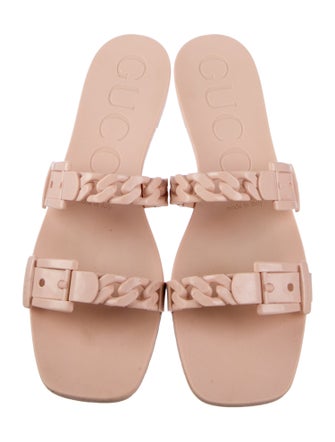 Gucci Rubber Chain-Link Accents Slides