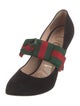 Gucci Web Accent Suede Pumps