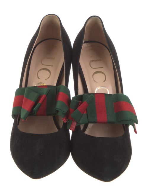 Gucci Web Accent Suede Pumps