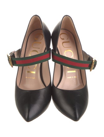 Gucci Web Accent Leather Pumps