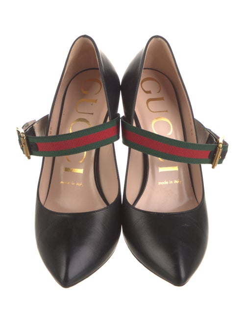 Gucci Web Accent Leather Pumps