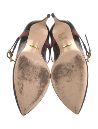 Gucci Web Accent Leather Pumps
