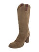Gucci Web Accent Suede Western Boots