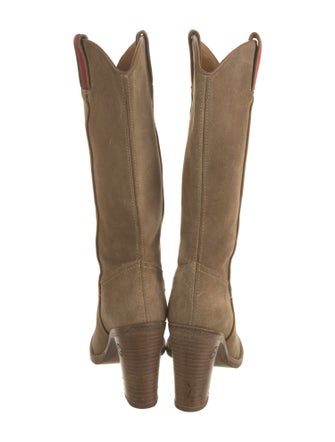 Gucci Web Accent Suede Western Boots