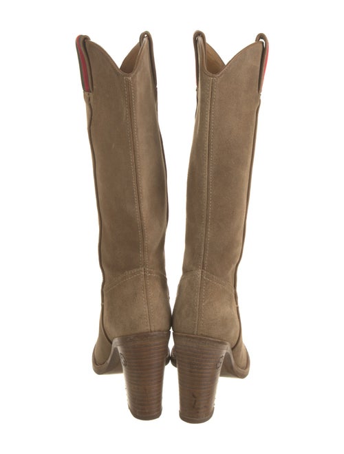Gucci Web Accent Suede Western Boots