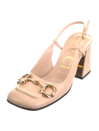 Gucci Horsebit Accent Leather Slingback Pumps