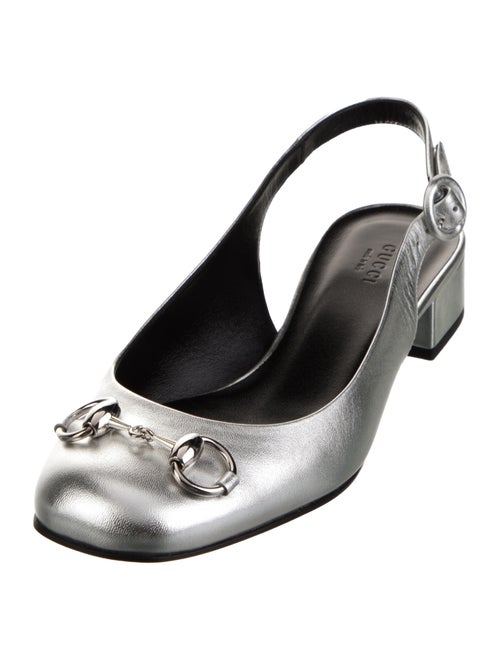 Gucci Horsebit Accent Leather Slingback Pumps