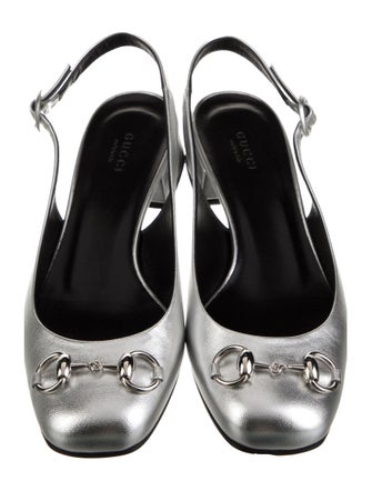 Gucci Horsebit Accent Leather Slingback Pumps