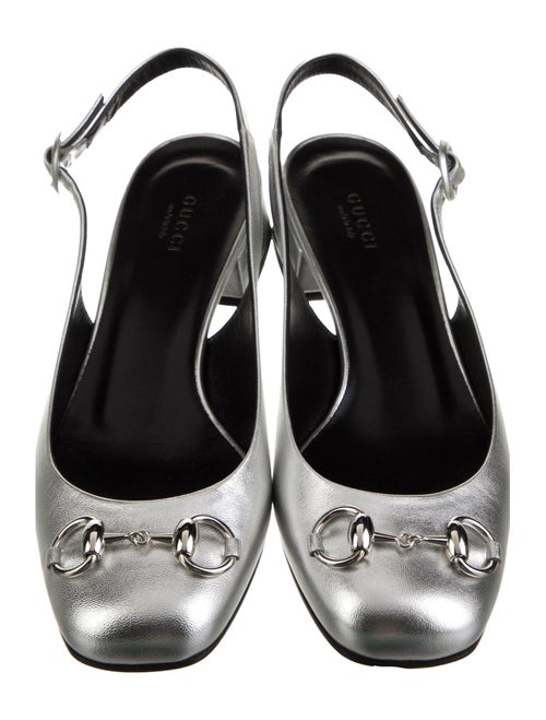 Gucci Horsebit Accent Leather Slingback Pumps