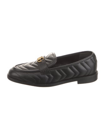 Gucci Quilted Pattern Leather Loafers