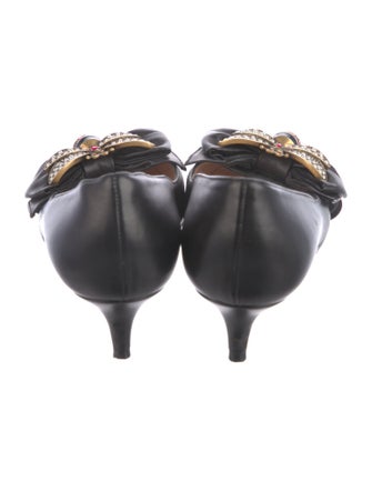 Gucci Faux Pearl Accents Leather Pumps