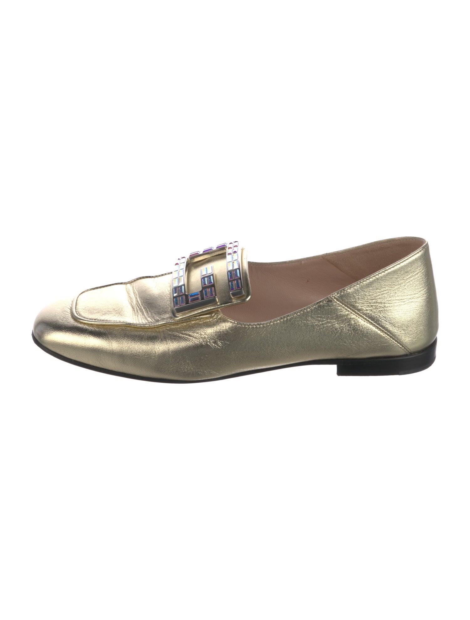 Gucci Patent Leather Crystal Embellishments Loafers