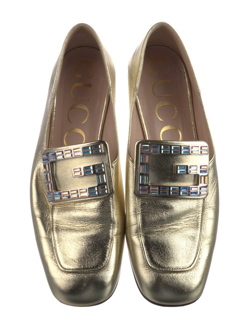 Gucci Patent Leather Crystal Embellishments Loafers