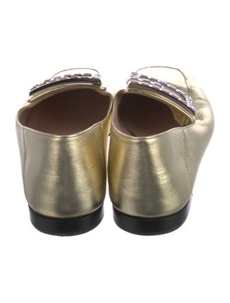 Gucci Patent Leather Crystal Embellishments Loafers