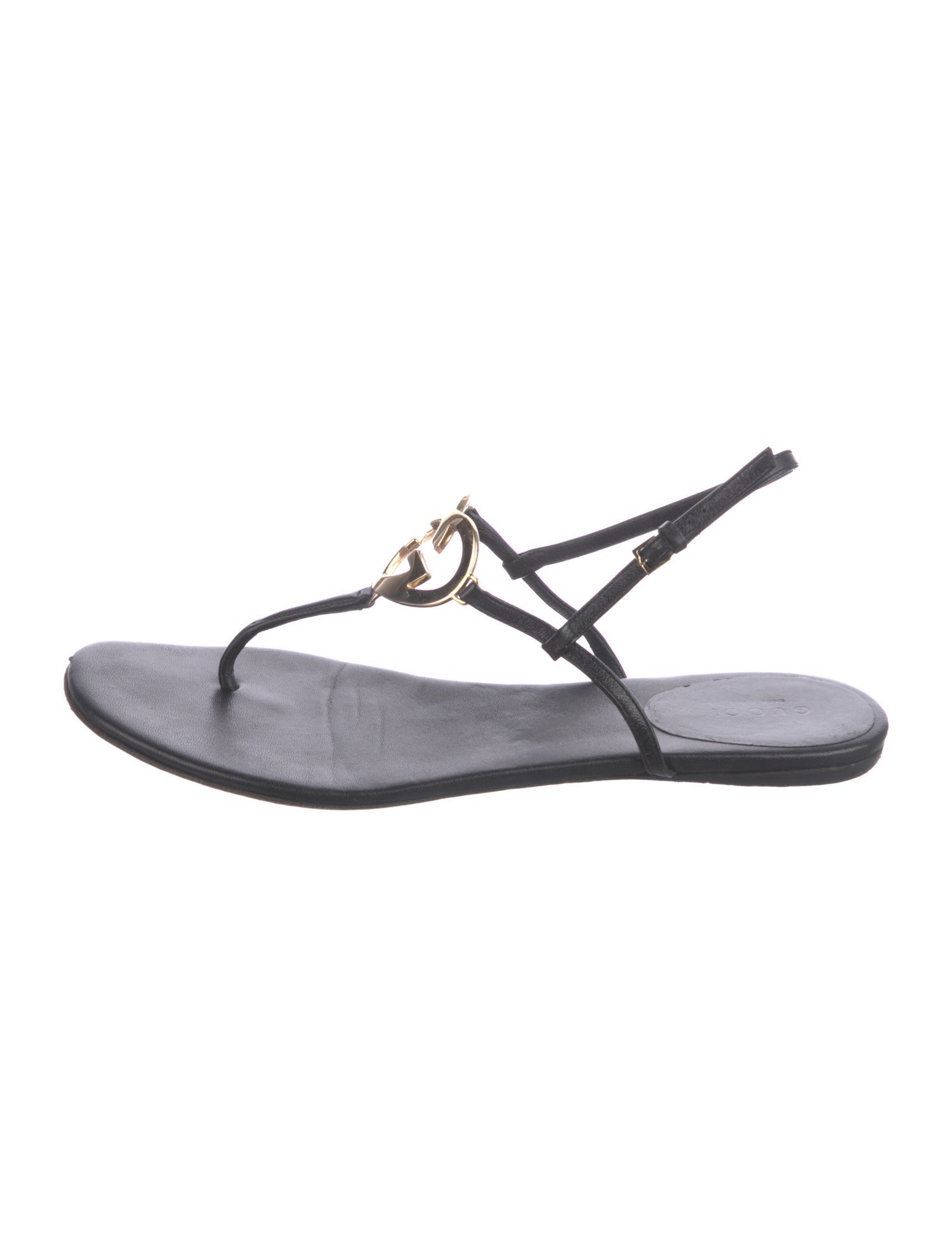 Gucci Interlocking G Logo Leather T-Strap Sandals