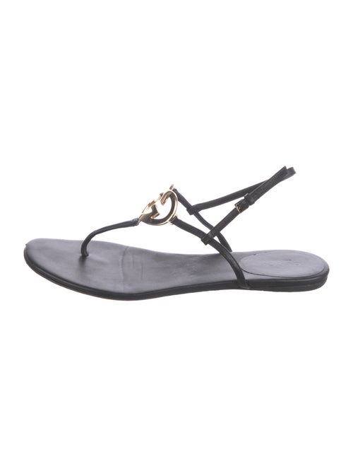 Gucci Interlocking G Logo Leather T-Strap Sandals