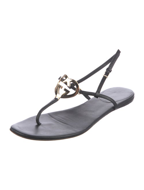 Gucci Interlocking G Logo Leather T-Strap Sandals