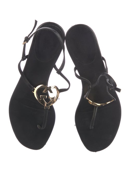 Gucci Interlocking G Logo Leather T-Strap Sandals