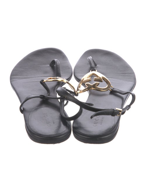 Gucci Interlocking G Logo Leather T-Strap Sandals
