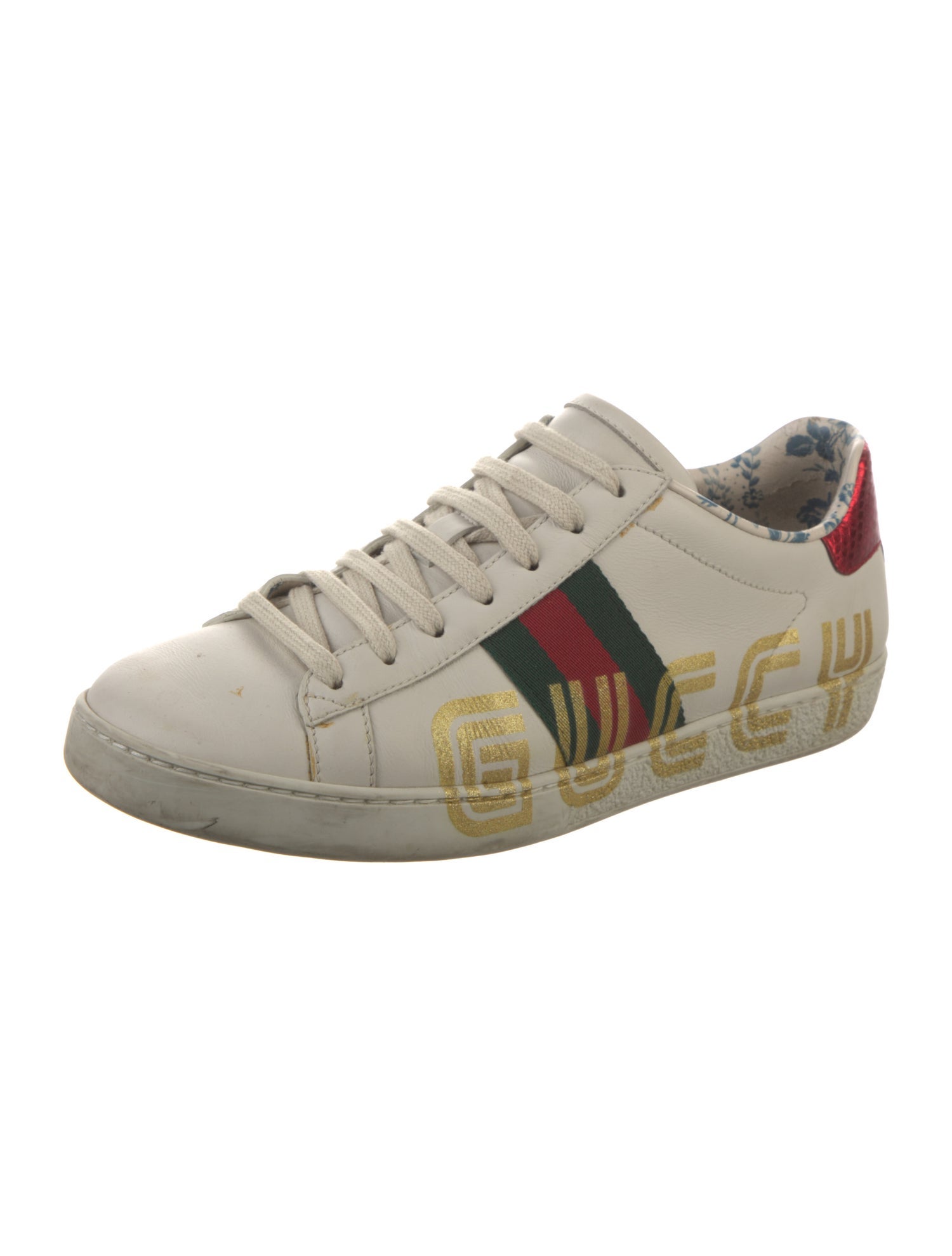 Gucci Web Accent Leather Sneakers