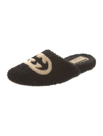 Gucci Interlocking G Logo Shearling Mules