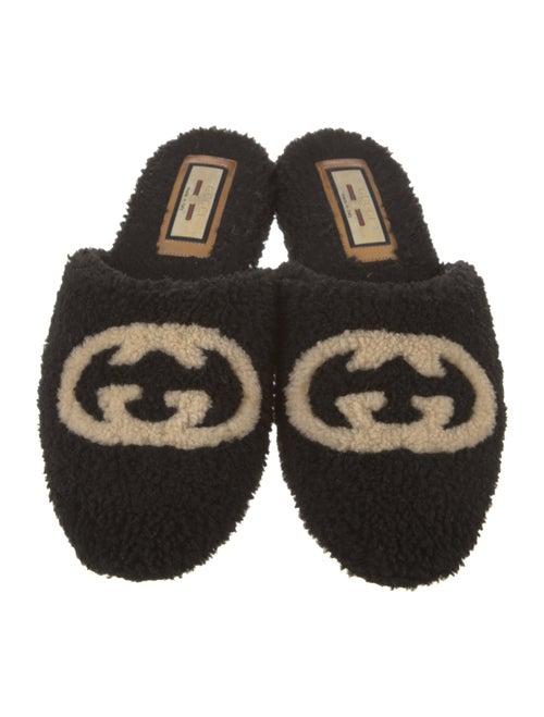 Gucci Interlocking G Logo Shearling Mules