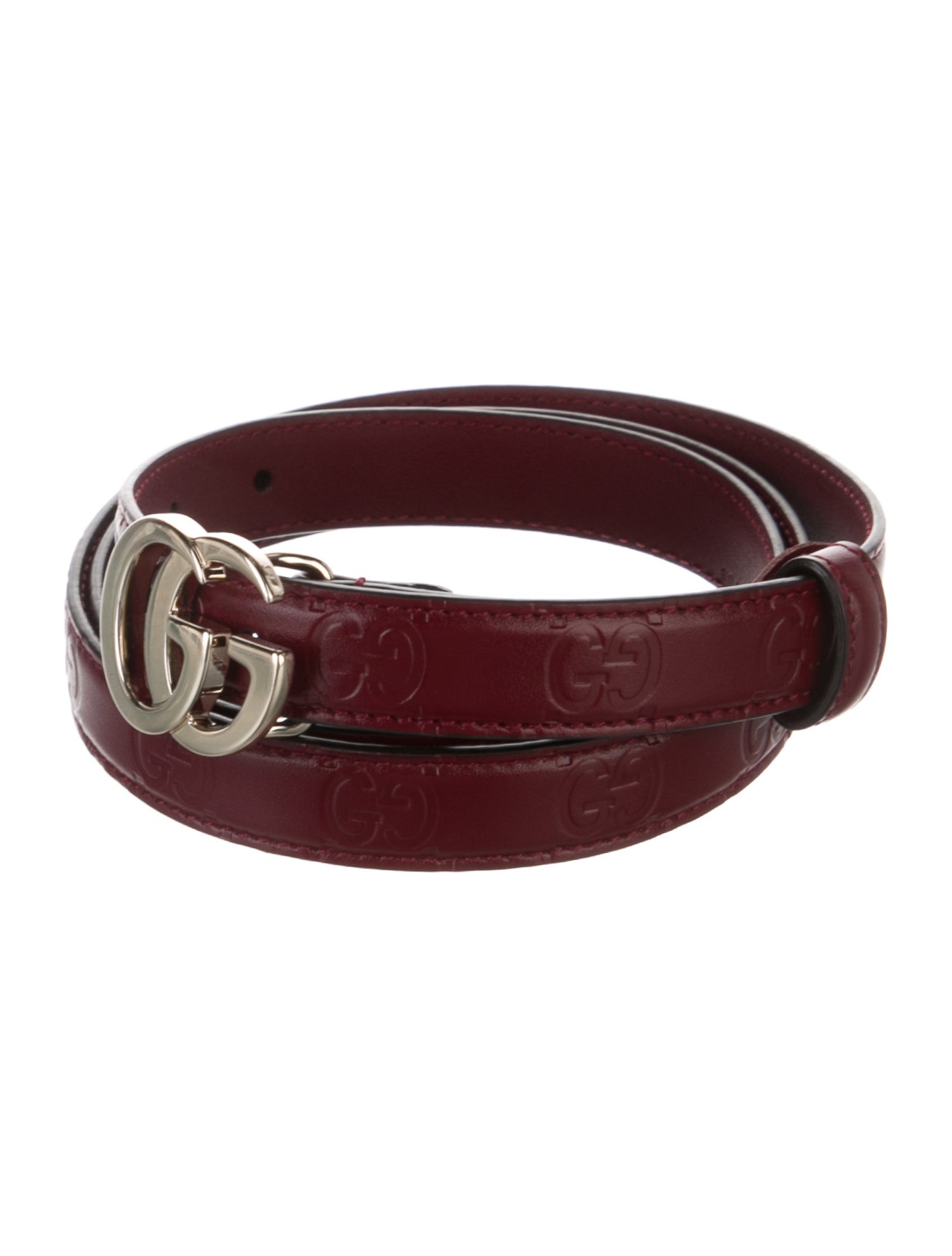 Gucci GG Logo Embossed Leather Belt