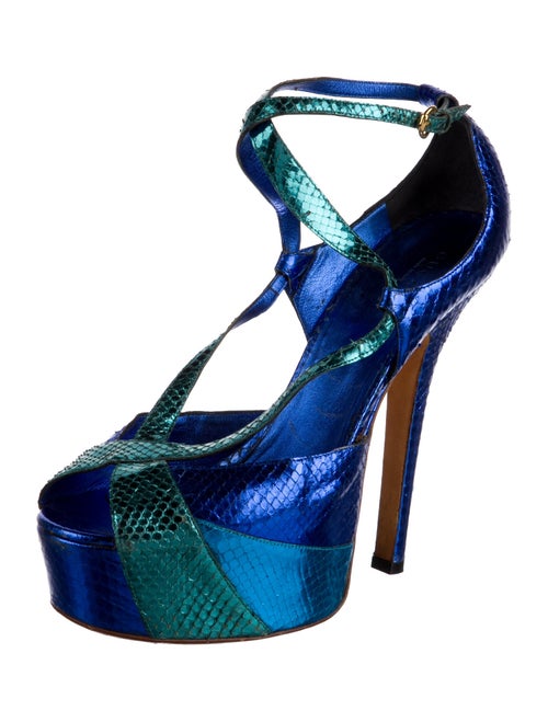 Gucci Snakeskin Animal Print T-Strap Pumps