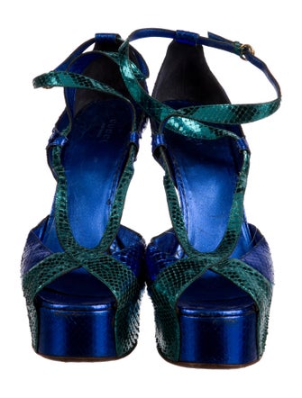 Gucci Snakeskin Animal Print T-Strap Pumps