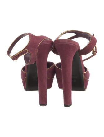 Gucci Suede Leather Trim Embellishment Slingback Pumps