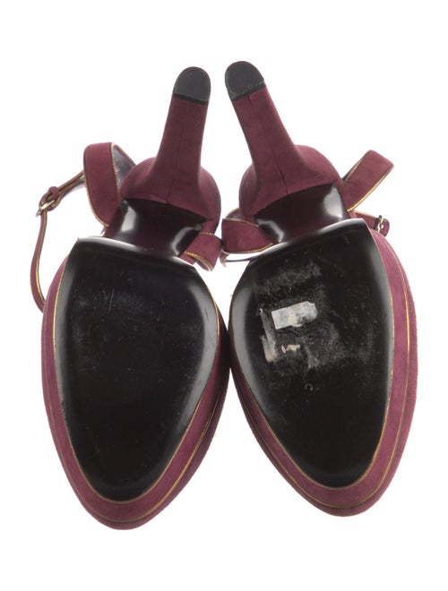 Gucci Suede Leather Trim Embellishment Slingback Pumps