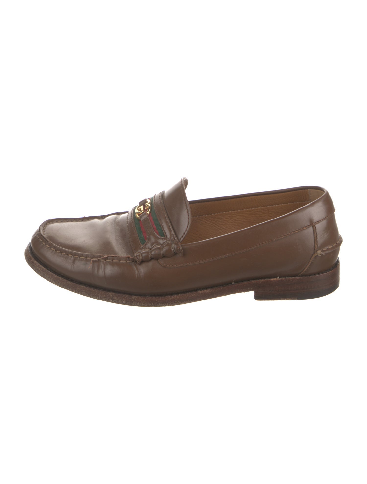 Gucci Web Accent Leather Dress Loafers