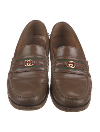 Gucci Web Accent Leather Dress Loafers