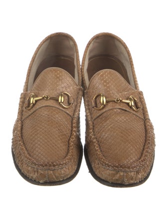 Gucci Horsebit Accent Snakeskin Dress Loafers