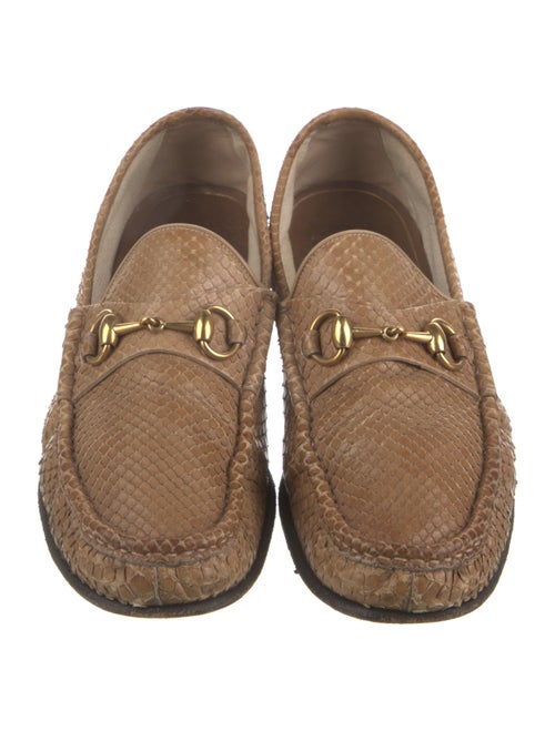Gucci Horsebit Accent Snakeskin Dress Loafers