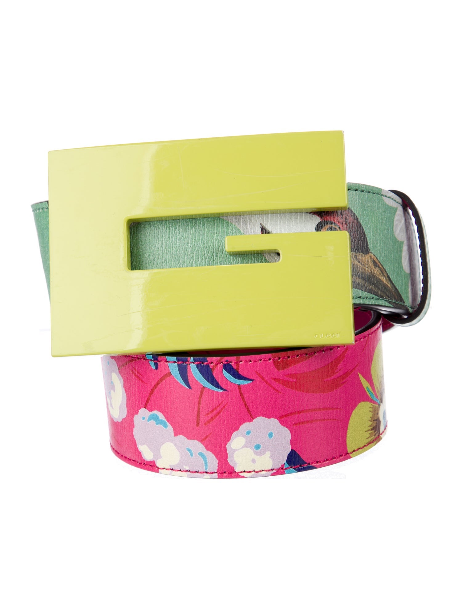 Gucci Wild Flower Memorable Buckle Leather Belt