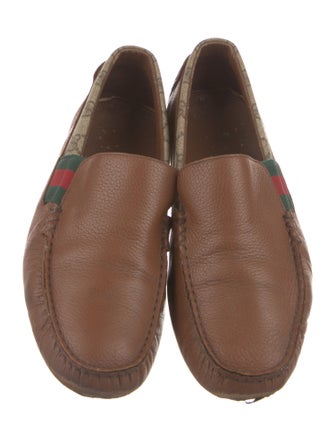 Gucci Web Accent Leather Drivers