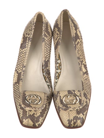 Gucci Interlocking G Logo Snakeskin Pumps