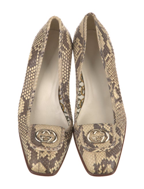 Gucci Interlocking G Logo Snakeskin Pumps