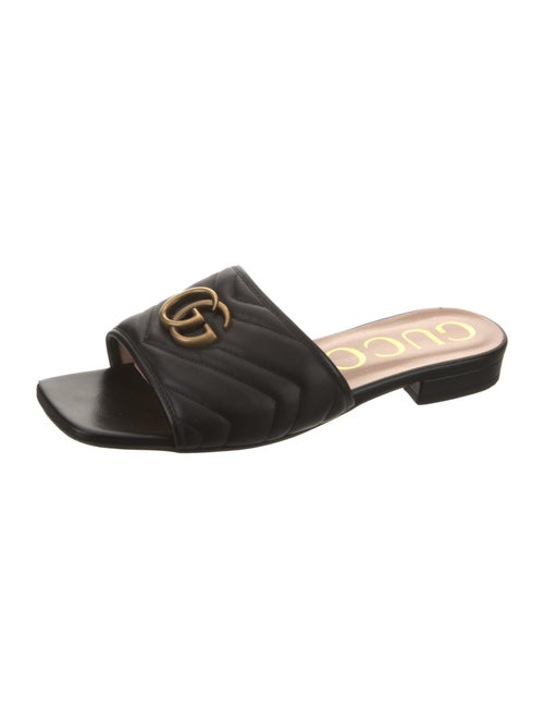 Gucci Double G Logo Leather Slides