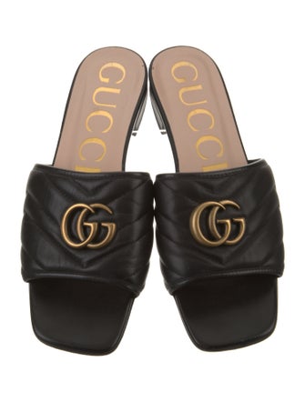 Gucci Double G Logo Leather Slides