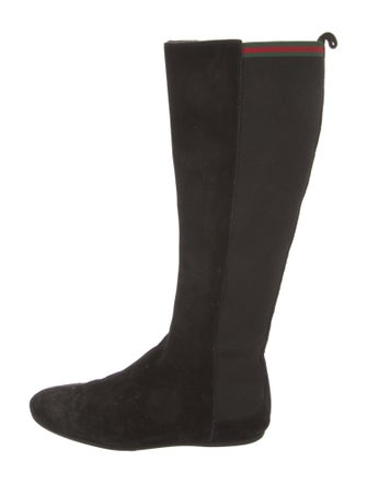 Gucci Web Accent Suede Riding Boots
