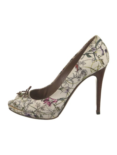 Gucci Flora Print Canvas Pumps