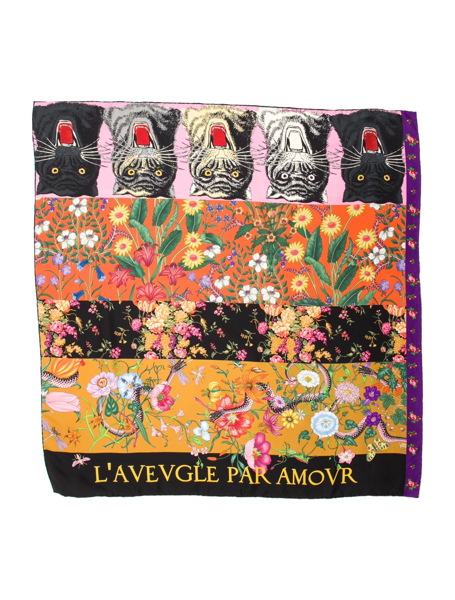 Gucci Silk Floral Print Scarf