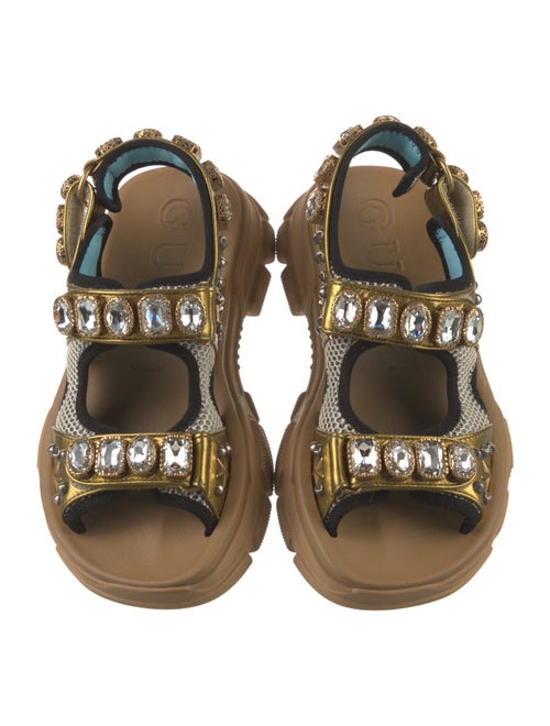 Gucci Leather Crystal Embellishments Sandals